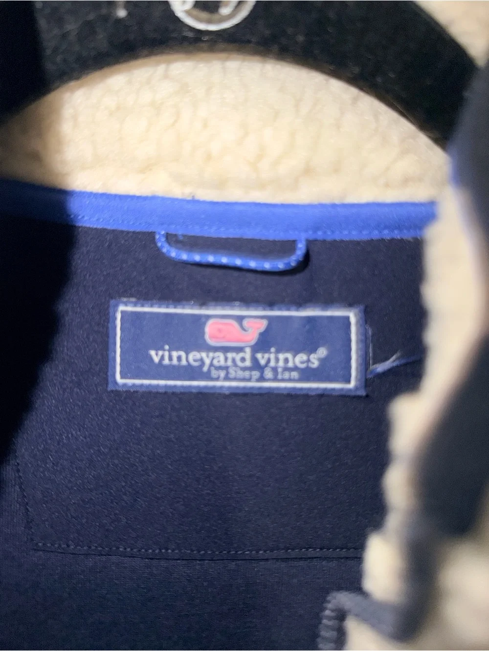 Boys Vineyard Vines Navy Quarter Zip Pullover with Whale Embroidery